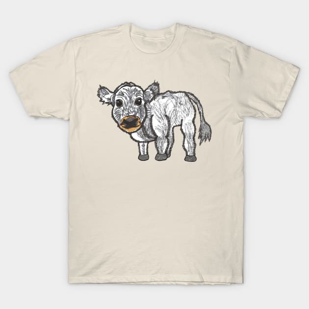 Grey fluffy cow T-Shirt by carvediam